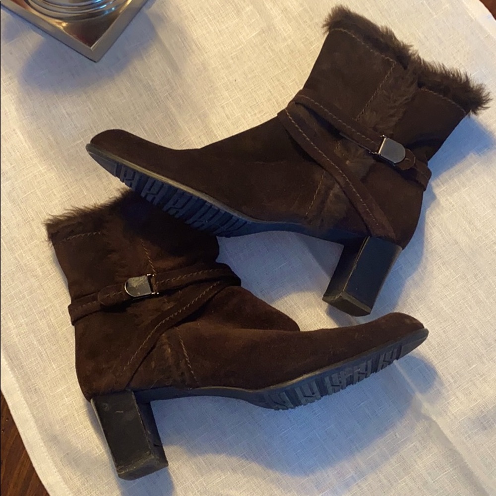 Stuart Weitzman fur lined suede boot